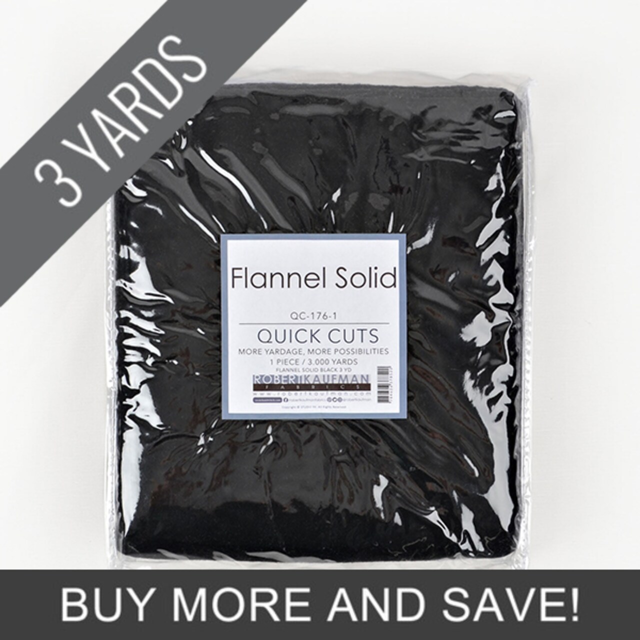 Flannel in Black - 3 Yard Quick Cut by Robert Kaufman for Robert Kaufman (QC-176-1)